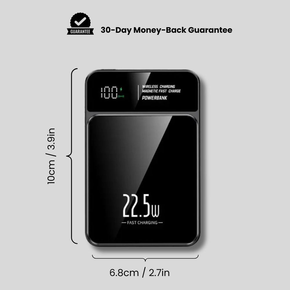 Power Bank Magnétique Sans Fil 10000mAh - Chargeur Rapide Type C 22.5W avec Affichage LED pour iPhone, Samsung, et MacSafe - 2024 Nouvelle Génération