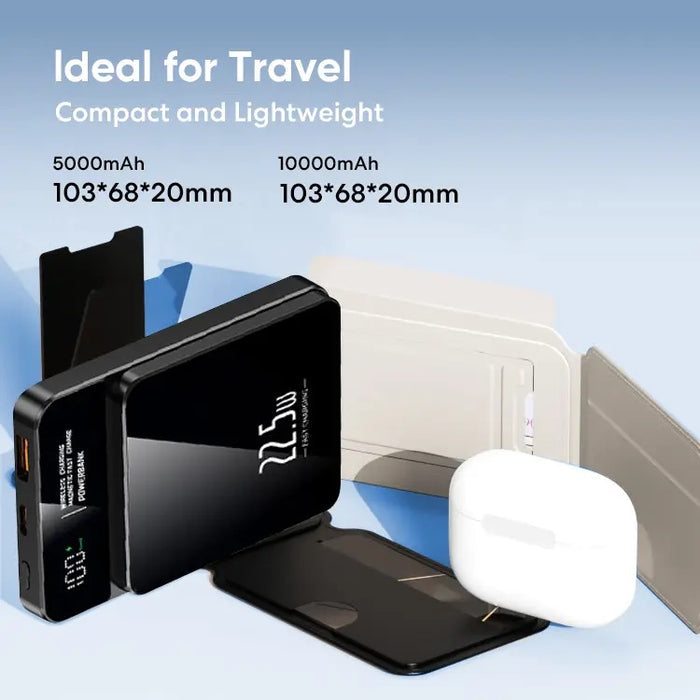 Power Bank Magnétique Sans Fil 10000mAh - Chargeur Rapide Type C 22.5W avec Affichage LED pour iPhone, Samsung, et MacSafe - 2024 Nouvelle Génération