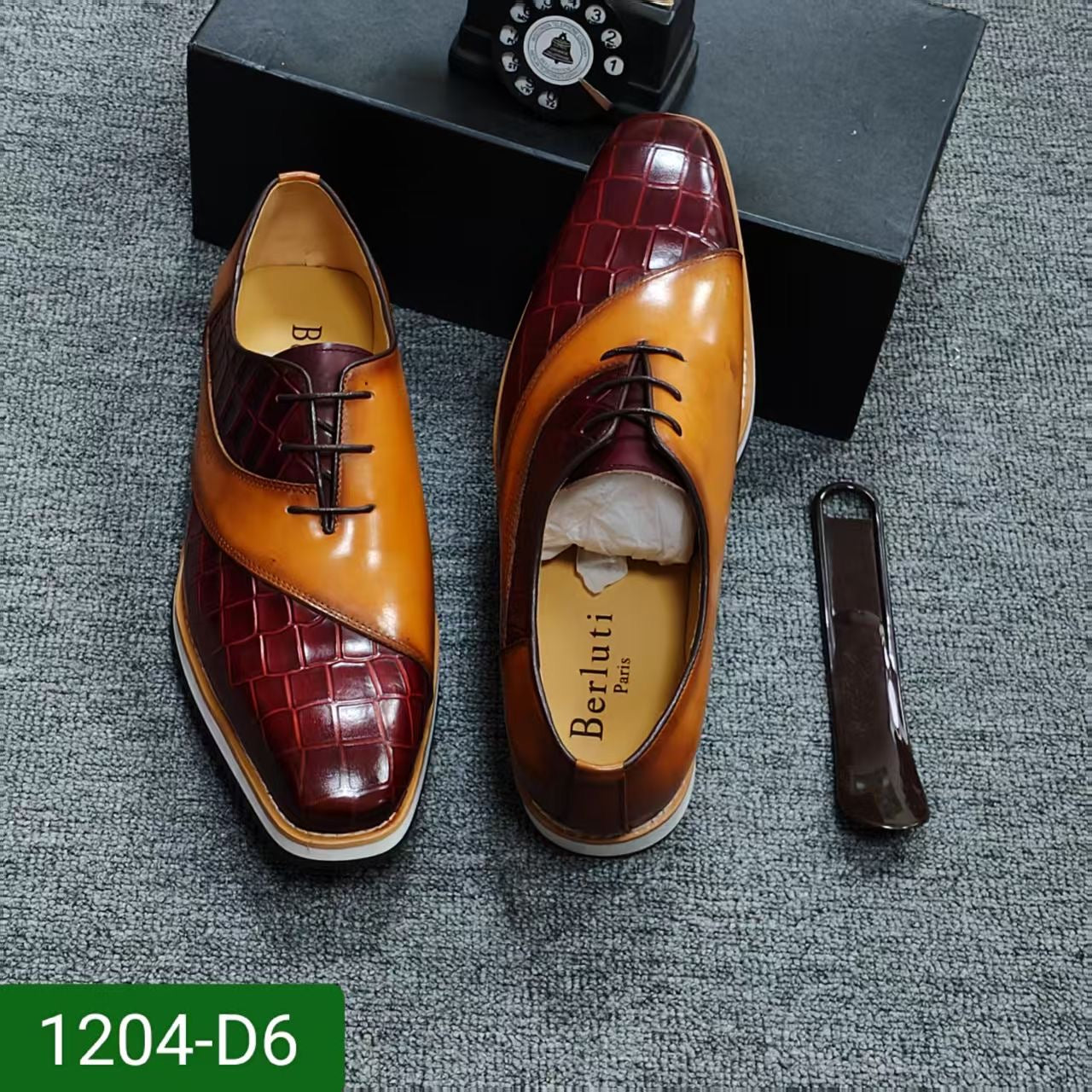 Chaussures de Ville deux couleur 1200-D6 Homme 100% Cuir Véritable- – Élégance & Confort Premiu