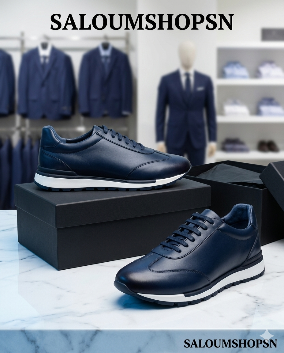 Sneakers Runner en Cuir Véritable Bleu de nuit | Style Luxe Homme (Copie 2)