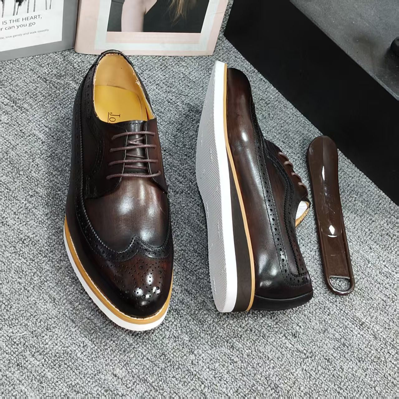 Chaussures Marron Homme 100% Cuir Véritable- – Élégance & Confort Premiu