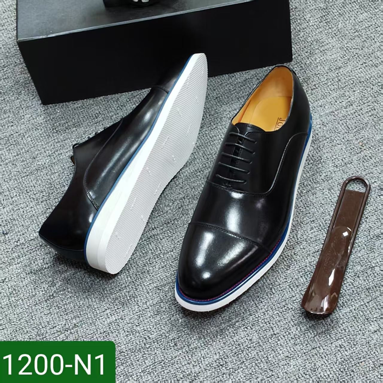 Chaussures Noir 1200-N1 Homme 100% Cuir Véritable- – Élégance & Confort Premiu
