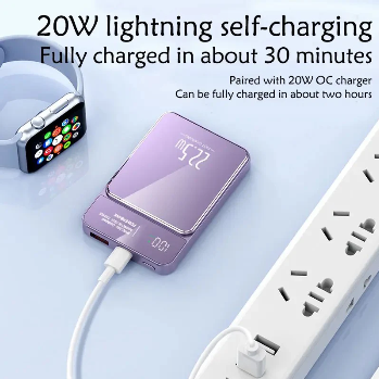 Power Bank Magnétique Sans Fil 10000mAh - Chargeur Rapide Type C 22.5W avec Affichage LED pour iPhone, Samsung, et MacSafe - 2024 Nouvelle Génération