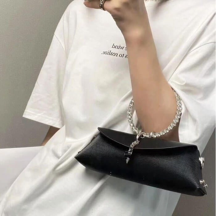 Pochette de Luxe en Cuir PU avec Strass – Édition Mariage & Sortie Noire