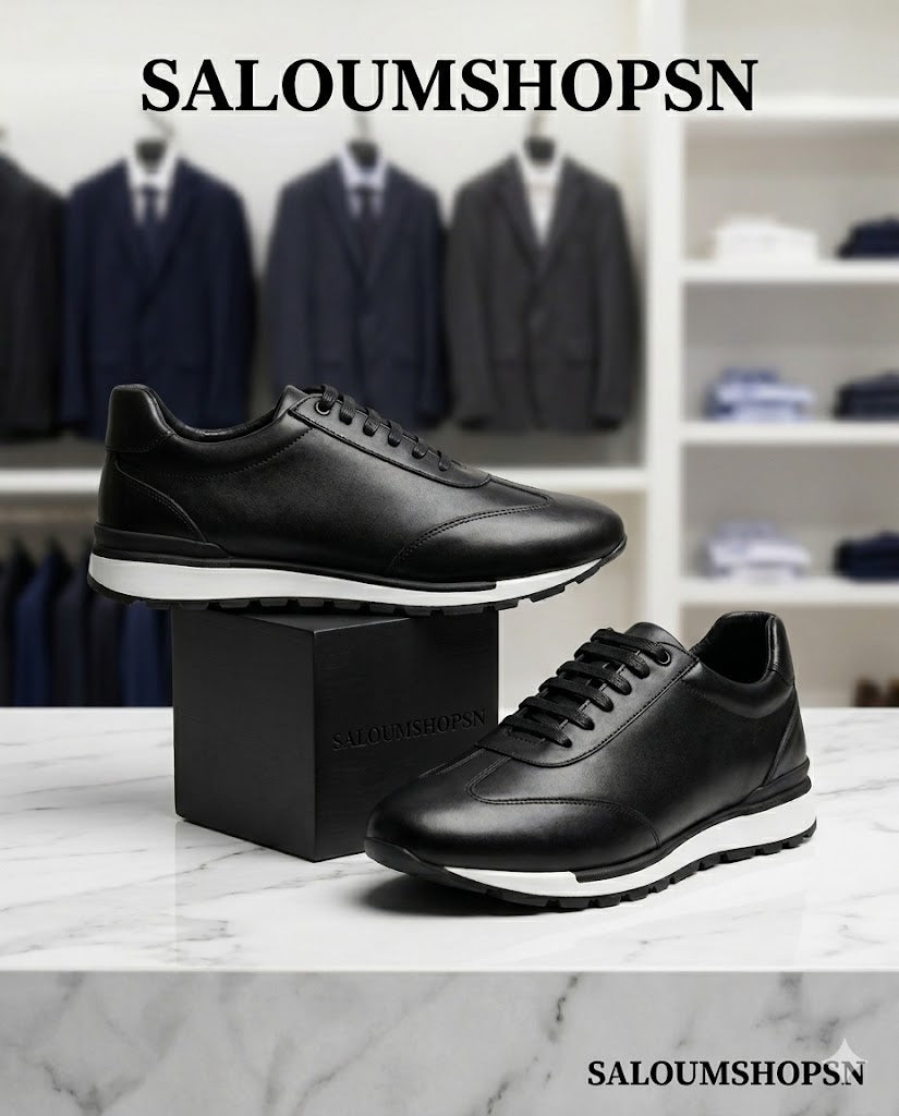 Sneakers Runner en Cuir Véritable Noir | Style Luxe Homme