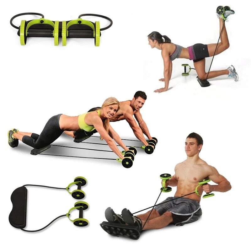 Revoflex Xtreme Abs Équipement d'exercice abdominal, machine de fitness professionnelle à roulettes pour salle de sport, machine d'entraînement de force corporelle à domicile, machine d'entraînement compacte et portable pour tout le corps