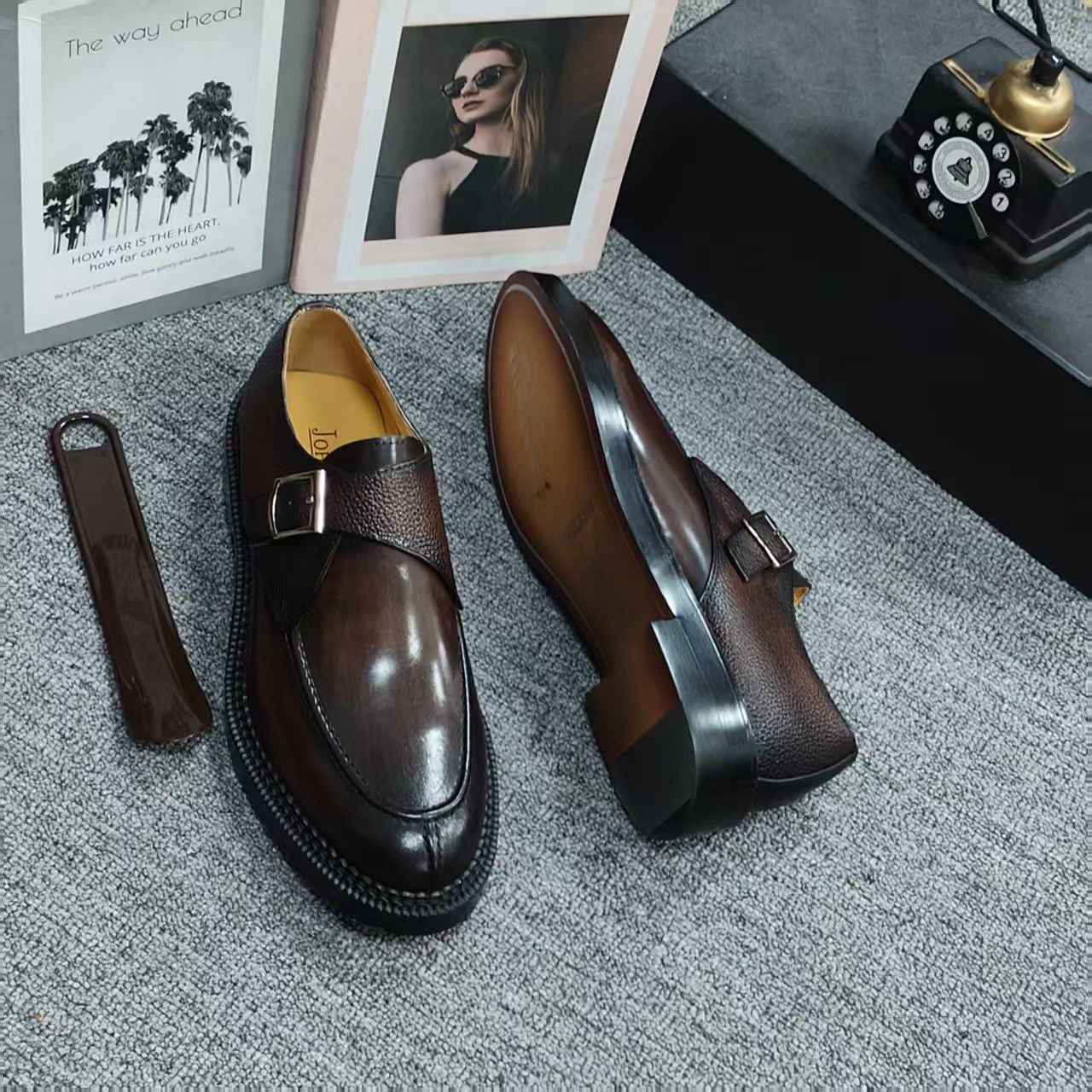 Chaussures de Ville MARRON FONCé Homme 100% Cuir Véritable – Élégance & Confort Premium