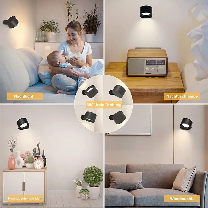 Applique murale LED à commande tactile, télécommande IR, aste par USB, sans fil, veilleuse portable pour chevet, chambre à coucher, lampe de lecture, 360 rotative