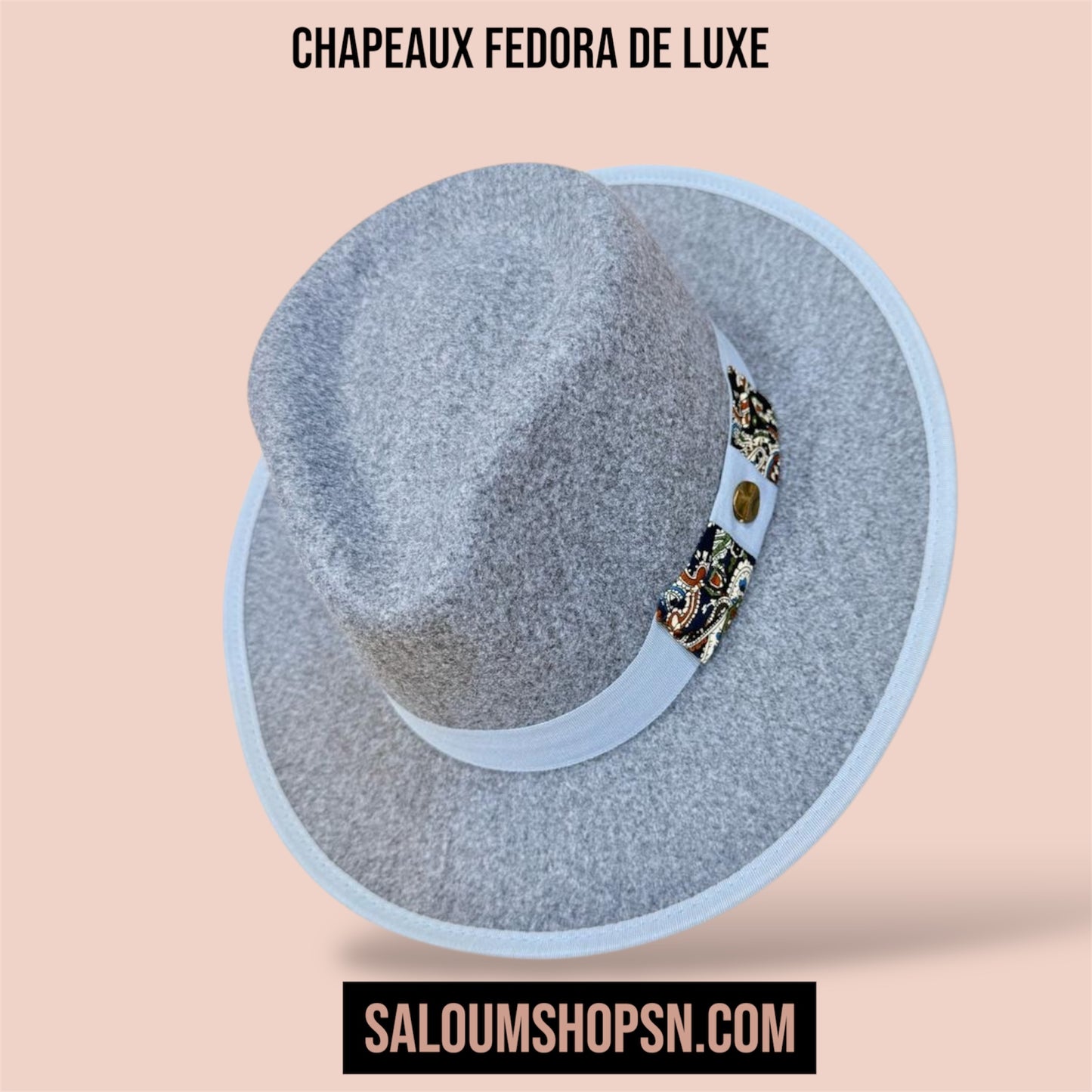 Chapeaux Fedora de Luxe -Gris clair