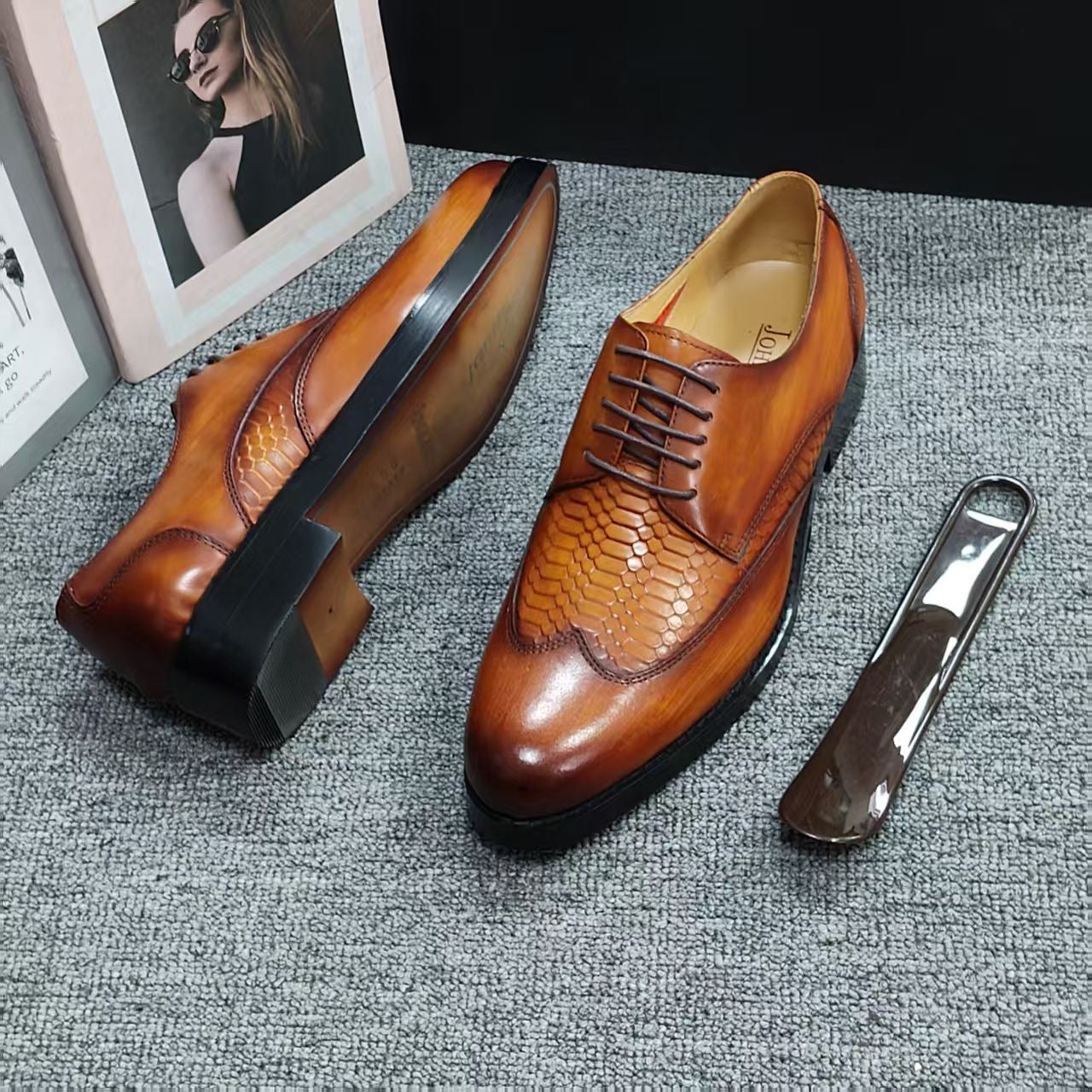 Chaussures de Ville MARRON Homme 100% Cuir Véritable- Marron – Élégance & Confort Premium