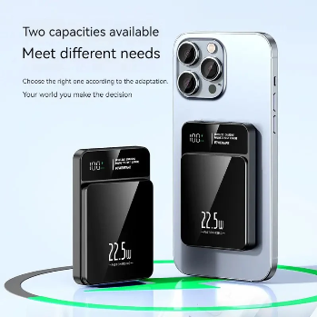 Power Bank Magnétique Sans Fil 10000mAh - Chargeur Rapide Type C 22.5W avec Affichage LED pour iPhone, Samsung, et MacSafe - 2024 Nouvelle Génération