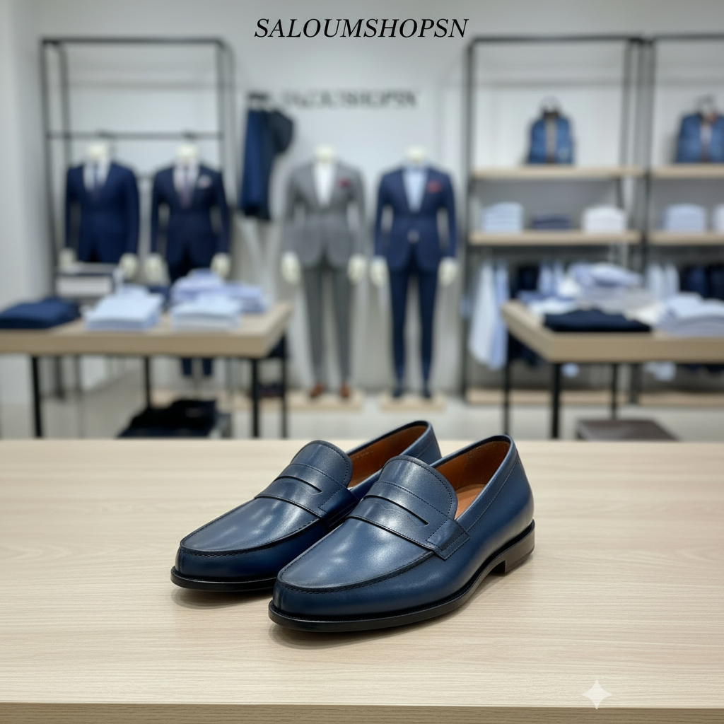 Mocassins Classiques Homme - Bleu| Cuir Véritable Dji
