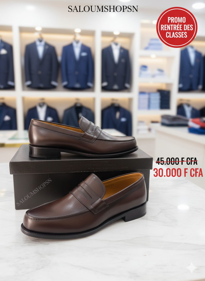 Mocassins Classiques Homme - Pierre DiMilano Marron Foncé | Cuir Véritable