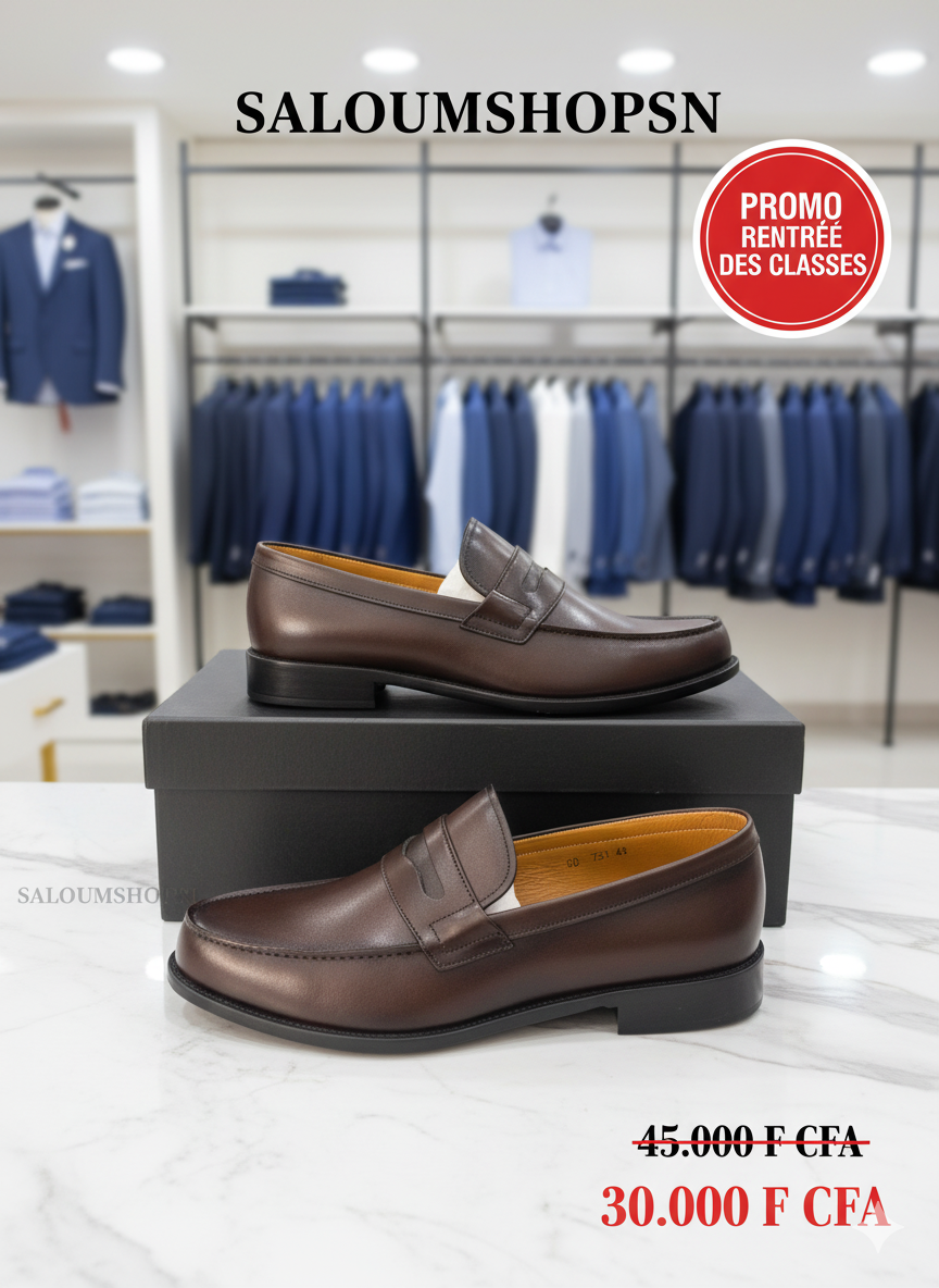 Mocassins Classiques Homme - Pierre DiMilano Marron Foncé | Cuir Véritable
