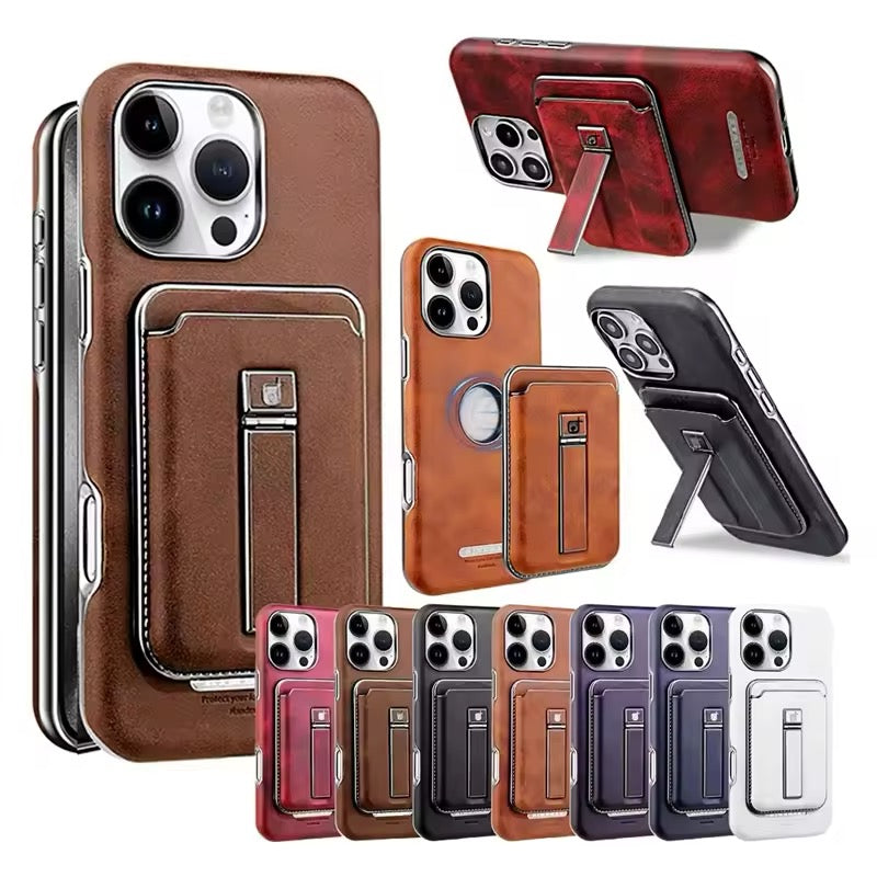 Étui Cuir Magnétique Premium 2-en-1 pour iPhone 16 Pro Max / 15 / 14 / 13 / – Porte-Carte & Support Intégré