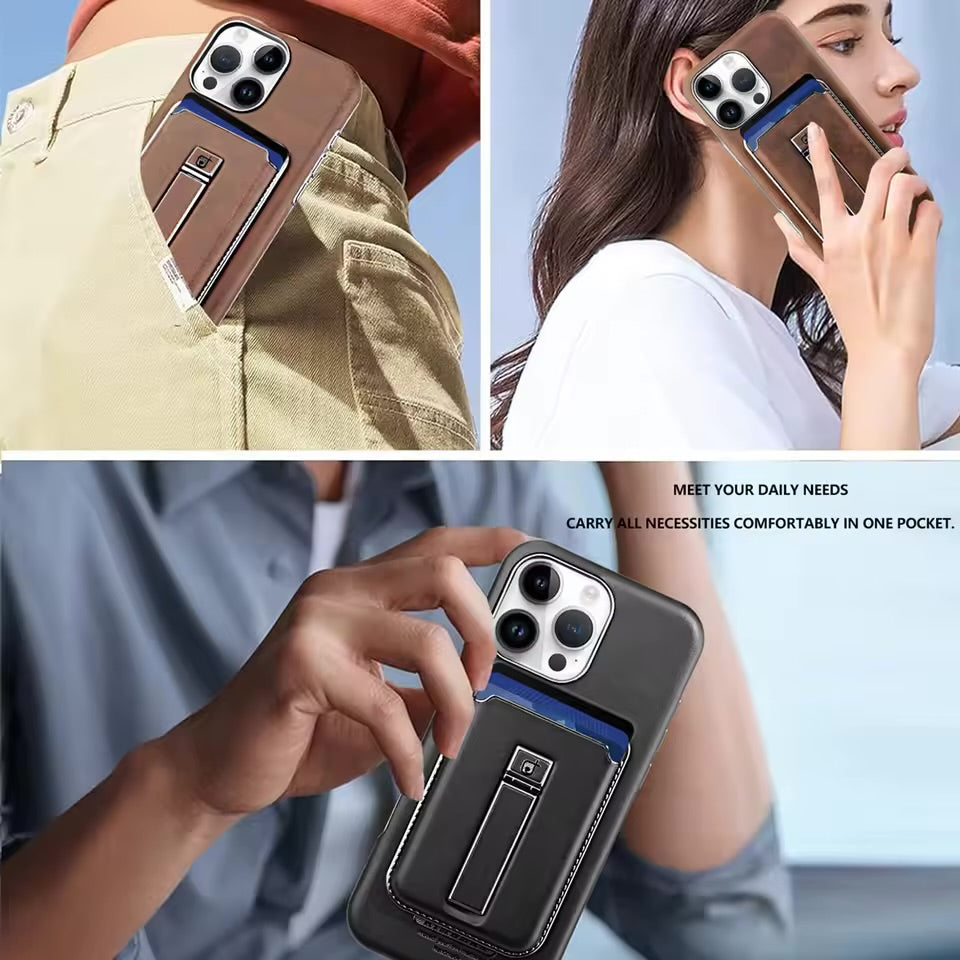 Étui Cuir Magnétique Premium 2-en-1 pour iPhone 16 Pro Max / 15 / 14 / 13 / – Porte-Carte & Support Intégré