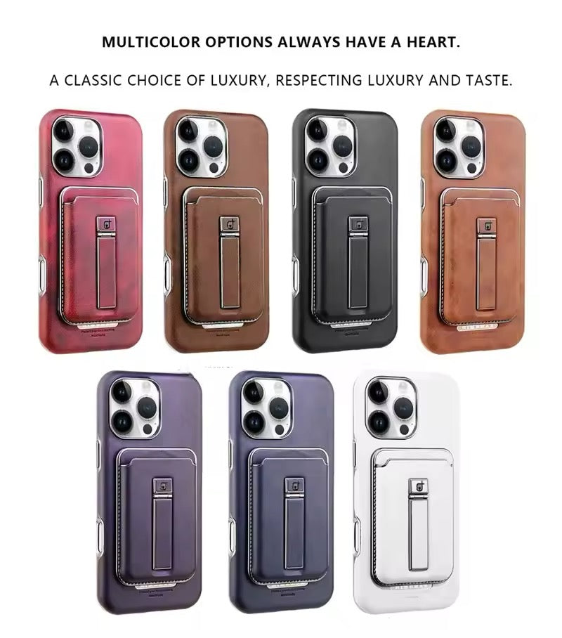 Étui Cuir Magnétique Premium 2-en-1 pour iPhone 16 Pro Max / 15 / 14 / 13 / – Porte-Carte & Support Intégré