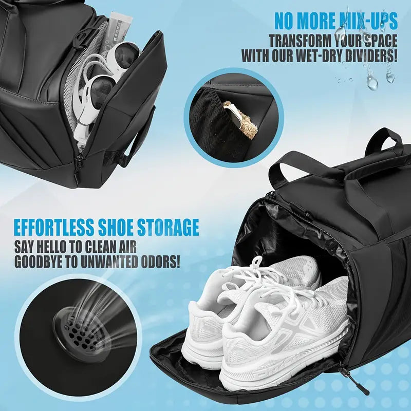 Sac de Voyage & Sport Multifonction – Grande Capacité, Séparation Sec/Humide, Étanche | Idéal pour Séminaires, Week-ends, Fitness & Déplacements