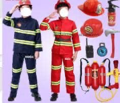 Deguisement pompier Costume de Pompier pour Enfants avec Pompier Jouet pour Halloween Carnaval Enfant Jeu de rôle Cadeau 3,4,5,6,7,8,9 ans