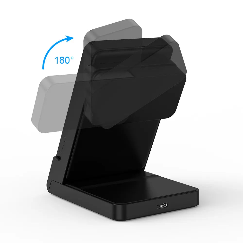 Nouveautés Produit Support de chargeur sans fil 3 en 1 avec banque d'alimentation magnétique détachable Banque d'alimentation Capacité: 5000mAh