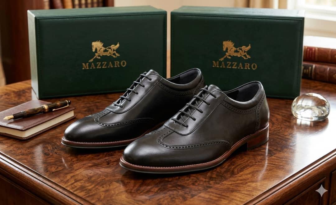 Richelieu Brogue Homme -Vert– Mazzaro | Cuir Véritable Semelle Cuir