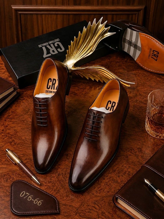 Chaussures de Ville  en Cuir Marron et Boucle Dorée – L'Excellence Majeure