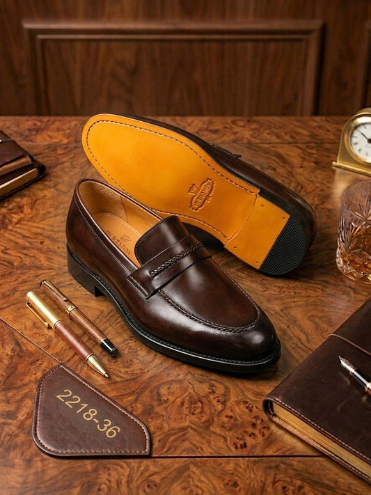 Mocassin en Cuir 100% Marron Premium – L'Élégance Absolue