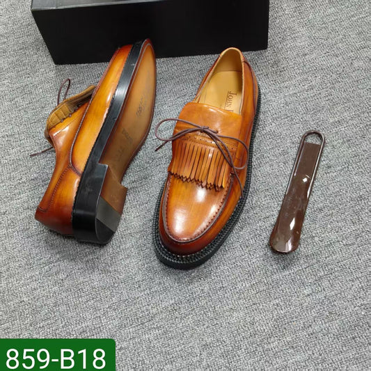 Chaussures Mocassins Homme 100% Cuir Véritable- Marron 859-B18– Élégance & Confort Premium