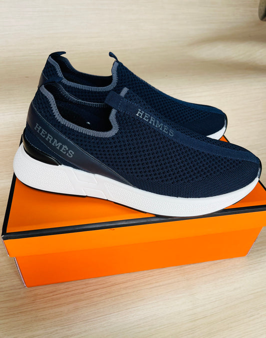 Chaussures Orthopédiques Style Hermès Bleu- Confort et Élégance au Quotidien