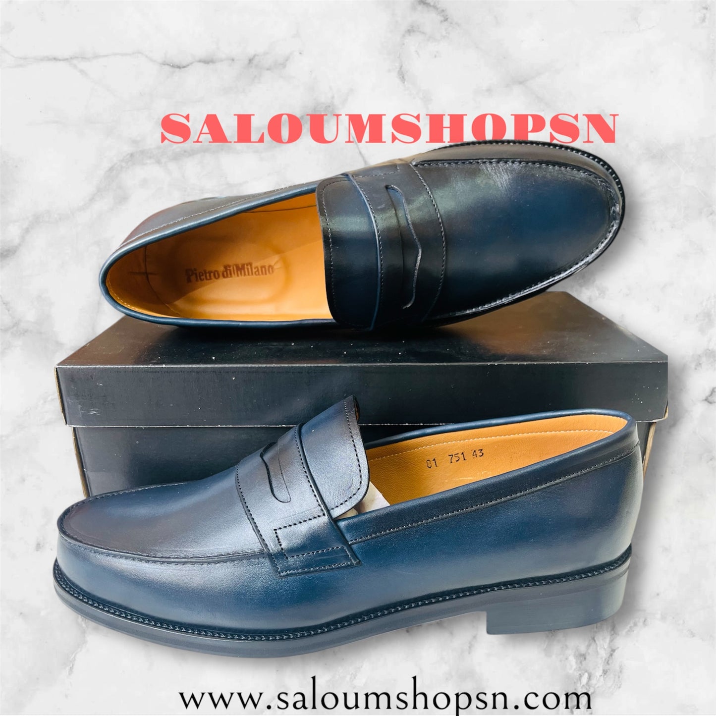 Mocassins Classiques Homme - Pierre DiMilano Bleu | Cuir Véritable