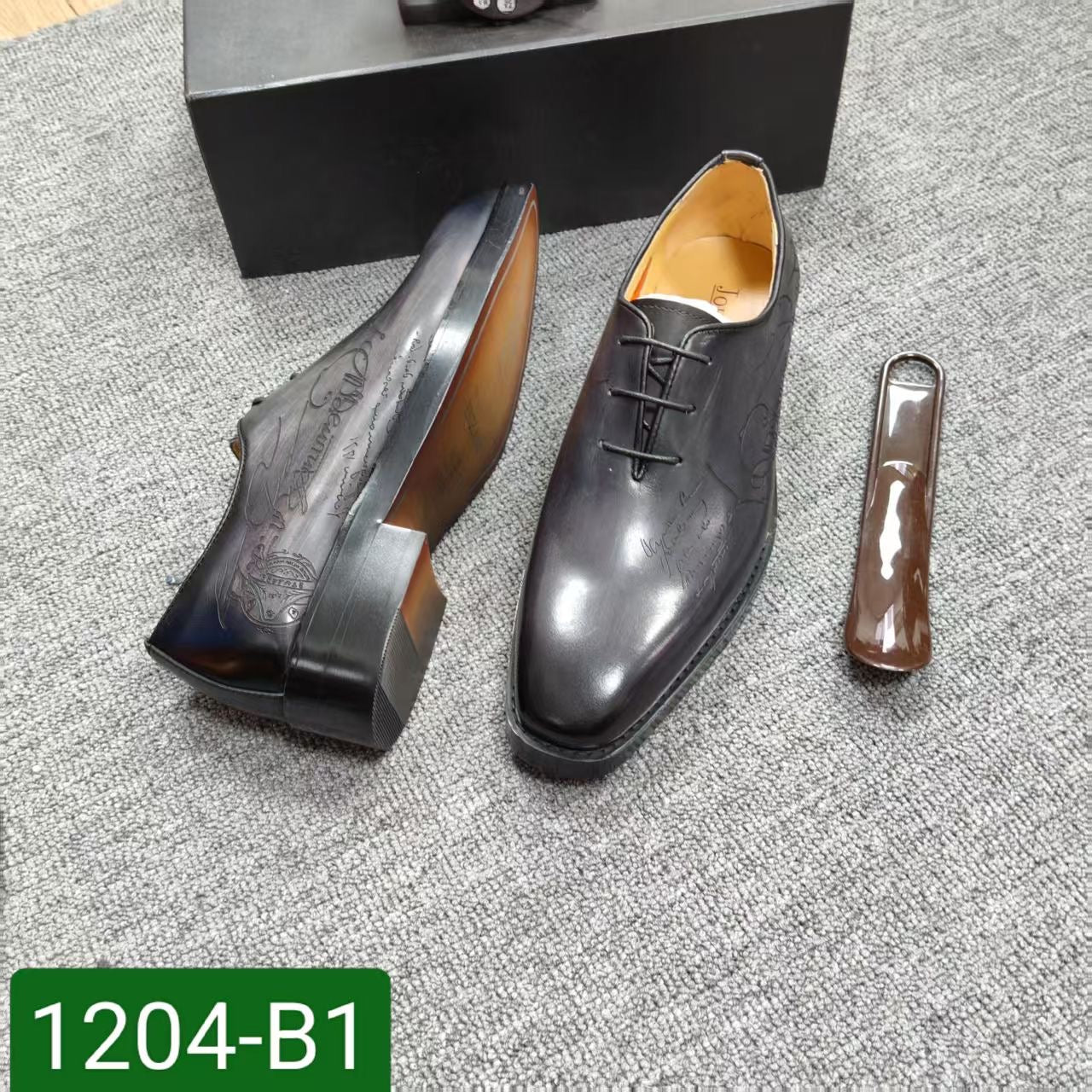 Chaussures de Ville  GRIS 1204 -B1 Homme 100% Cuir Véritable- Marron – Élégance & Confort Premium