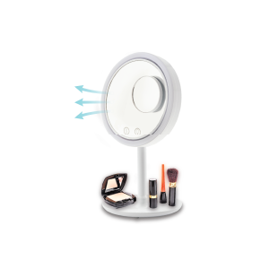 Miroir de Maquillage Muraux 5X LED avec Ventilateur – Multifonctionnel 3-en-1