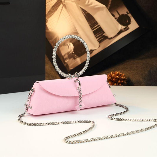Pochette de Luxe en Cuir PU avec Strass – Édition Mariage & Sortie Rose