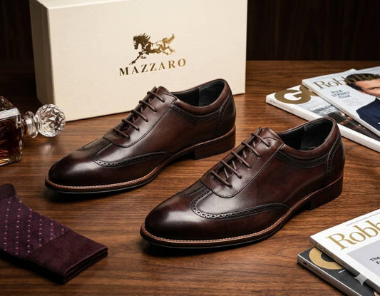 Richelieu Brogue Homme -Marron– Mazzaro | Cuir Véritable Semelle Cuir