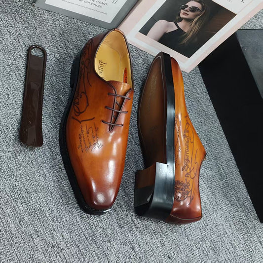 Chaussures de ville Homme 100% Cuir Véritable- Marron – Élégance & Confort Premium