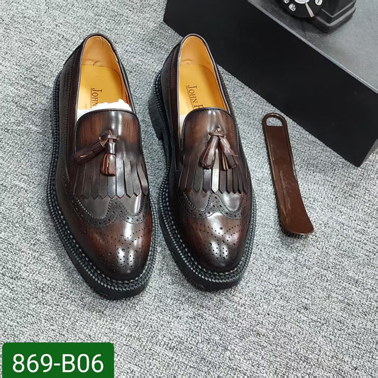 Chaussures Mocassin Marron foncé 869- B06 Homme 100% Cuir Véritable – Élégance & Confort Premium