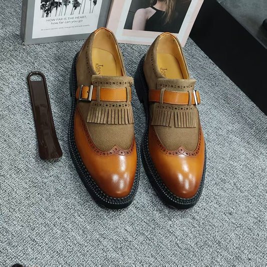 Chaussures Mocassin marron avec crochet Homme 100% Cuir Véritable- Marron – Élégance & Confort Premium