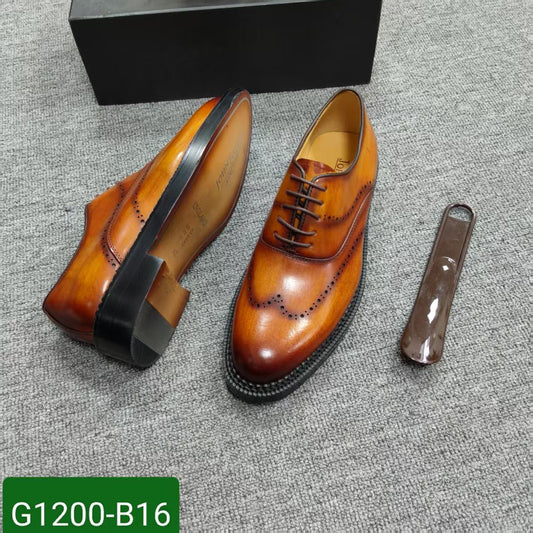 Chaussures de Ville Marron G1200-B16 Homme 100% Cuir Véritable- Marron – Élégance & Confort Premiu