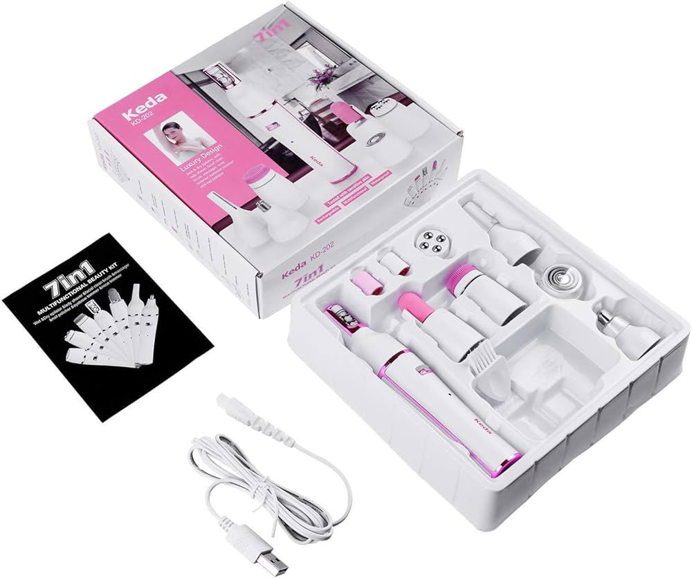 Kit de Rasage et Épilation 7 En1 Rasoir Épilateur Électrique Multifonctionnel pour Femmes