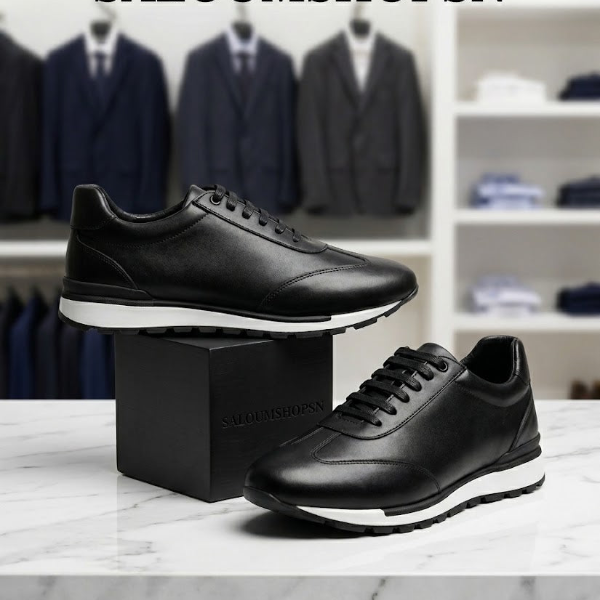 Sneakers Runner en Cuir Véritable Noir  | Style Luxe Homme