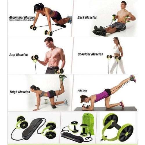 Revoflex Xtreme Abs Équipement d'exercice abdominal, machine de fitness professionnelle à roulettes pour salle de sport, machine d'entraînement de force corporelle à domicile, machine d'entraînement compacte et portable pour tout le corps