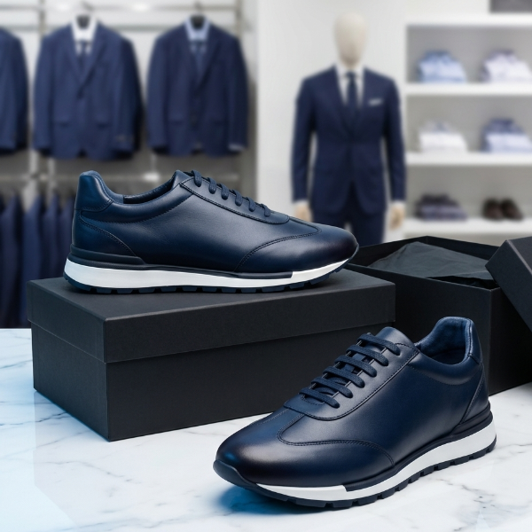 Sneakers Runner en Cuir Véritable Bleu de nuit | Style Luxe Homme (Copie 2)