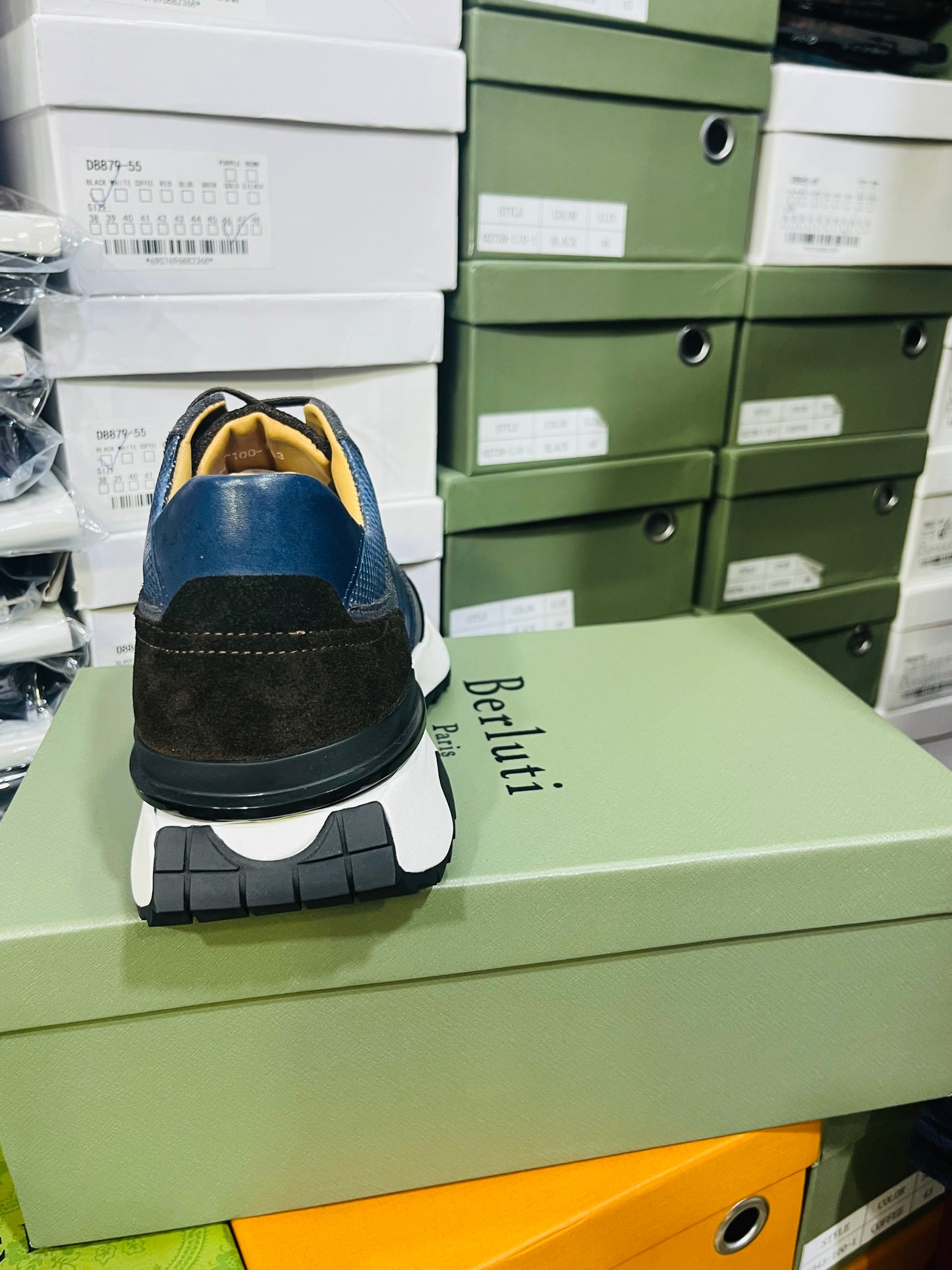 Sneakers Basket Luxe Artisan – Finition Patinée & Élégance Discrète Bleu