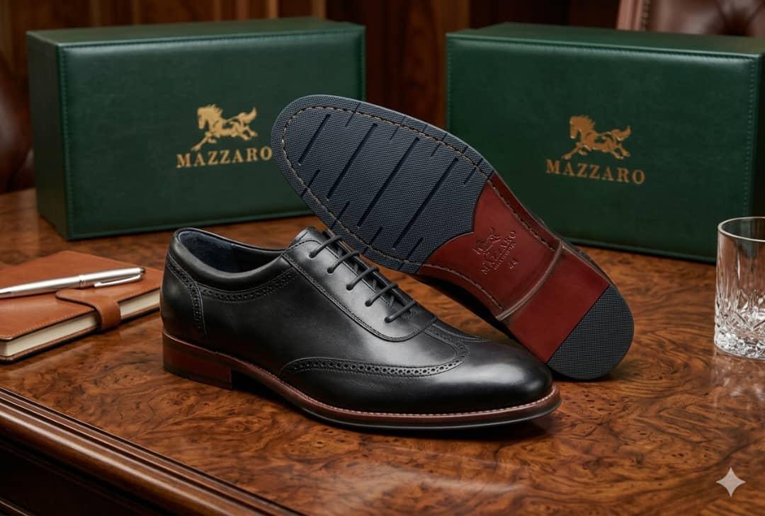 Richelieu Brogue Homme -Noir– Mazzaro | Cuir Véritable Semelle Cuir
