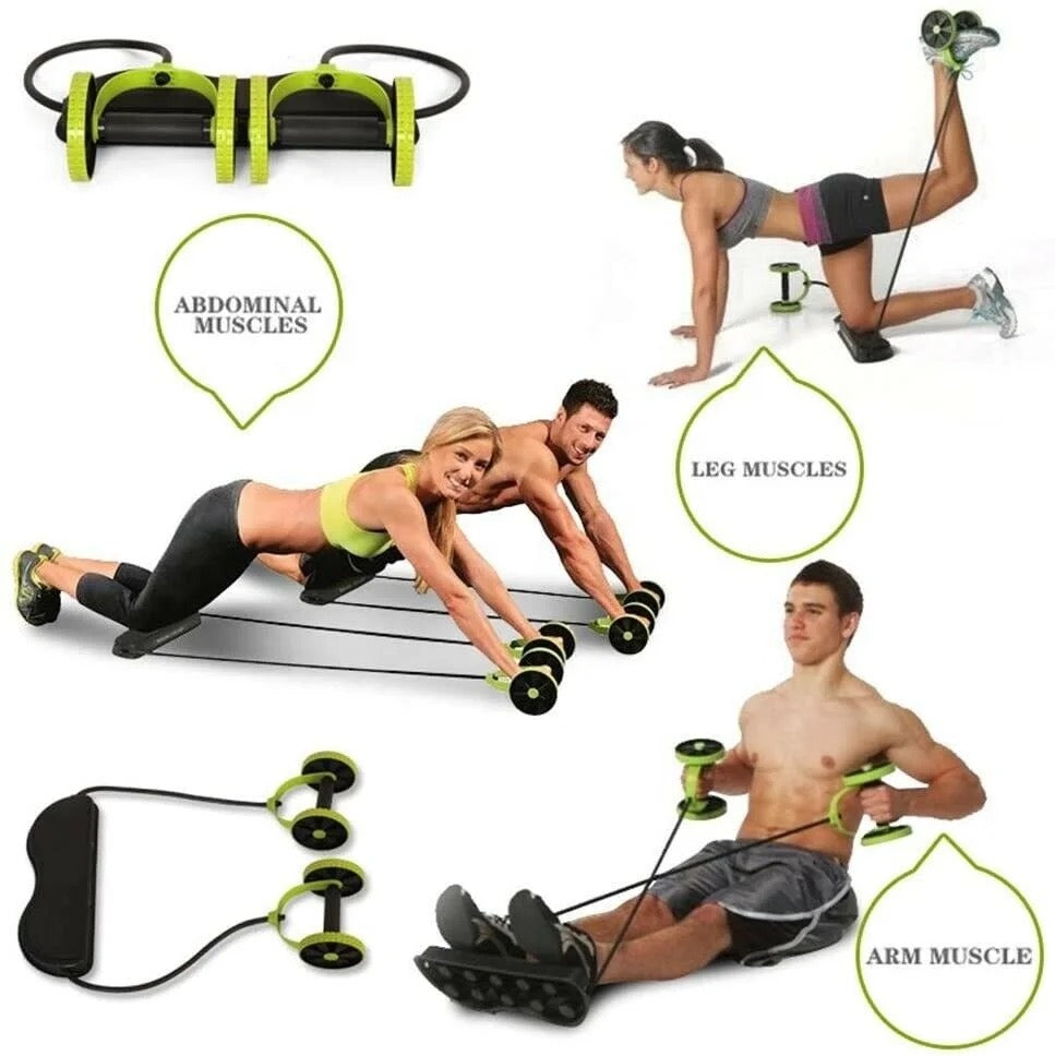 Revoflex Xtreme Abs Équipement d'exercice abdominal, machine de fitness professionnelle à roulettes pour salle de sport, machine d'entraînement de force corporelle à domicile, machine d'entraînement compacte et portable pour tout le corps