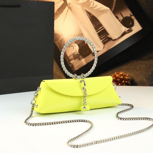 Pochette de Luxe en Cuir PU avec Strass – Édition Mariage & Sortie jaune
