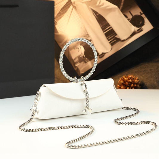 Pochette de Luxe en Cuir PU avec Strass – Édition Mariage & Sortie  Blanche