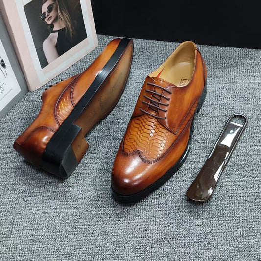Chaussures de Ville  MARRON Homme 100% Cuir Véritable- Marron – Élégance & Confort Premium