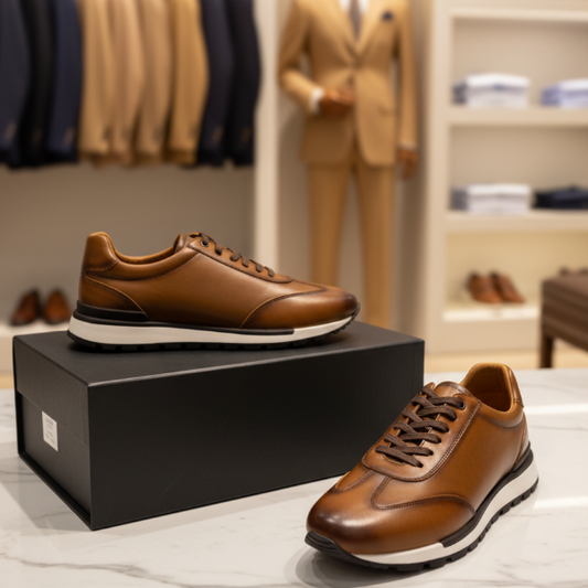 Sneakers Runner en Cuir Véritable Marron | Style Luxe Homme