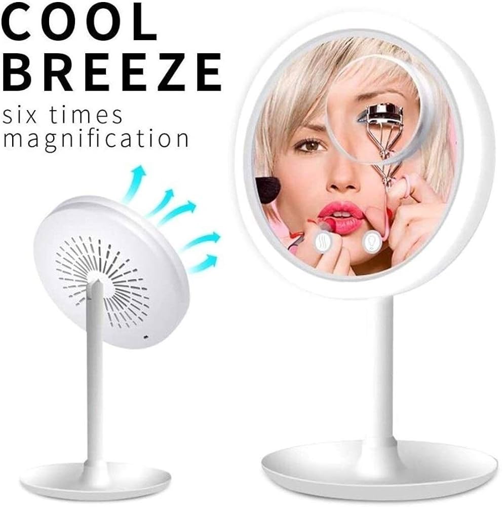 Miroir de Maquillage Muraux 5X LED avec Ventilateur – Multifonctionnel 3-en-1